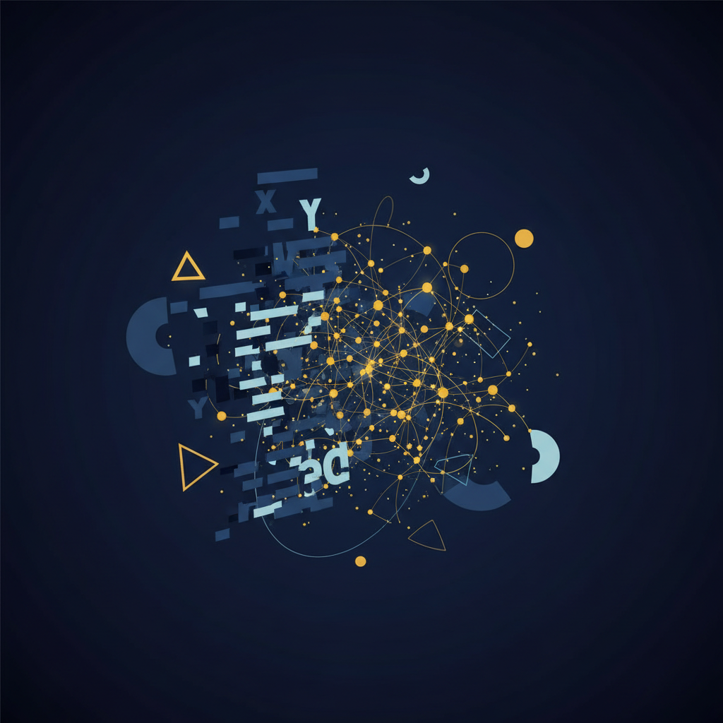 Fragments de texte transformés en points dans un espace sémantique : tokens, embeddings, vecteurs