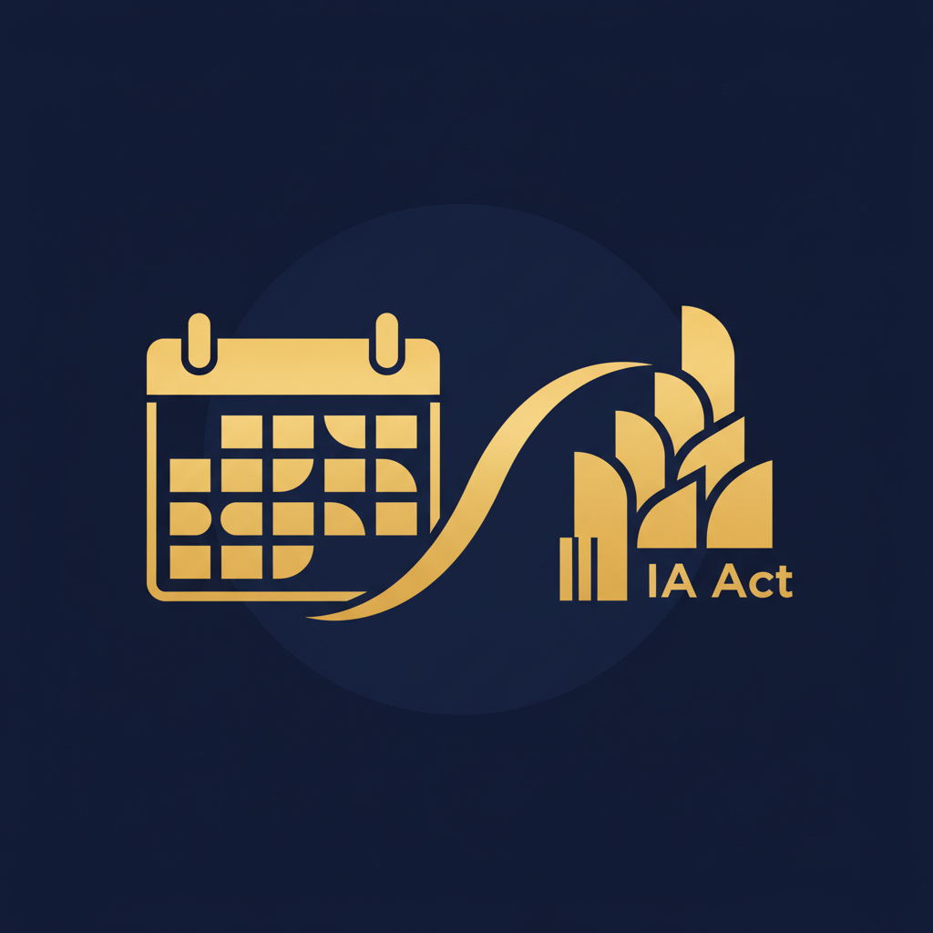 Frise chronologique stylisée du calendrier d'application de l'IA Act
